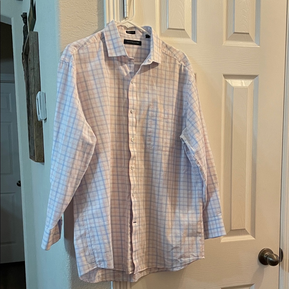 Tommy Hilfiger Regular Fit Men's Light Pink Checkered Shirt L